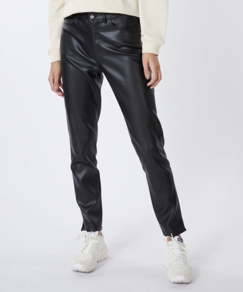 Black Skinny Faux Leather Trousers with Zips | TALLY WEiJL Netherlands